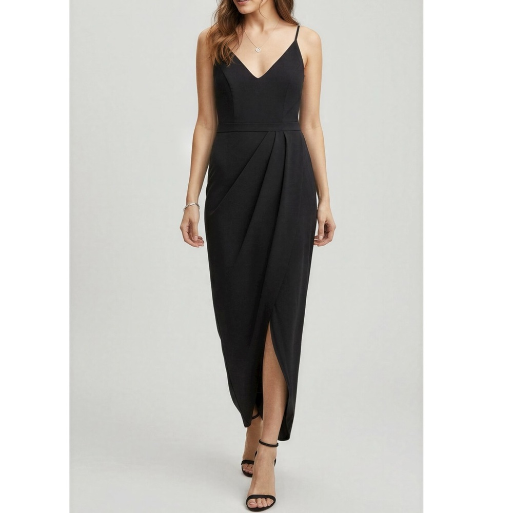 NEW BHLDN Caron Lyra Bridesmaid Wedding Guest Dress, Black, 0 (US)